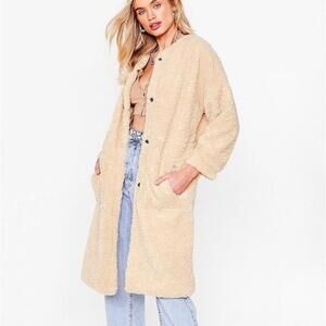 Nasty  Gal Teddy And Raring To Go Faux Shearling Coat - 4
